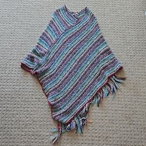 Relais Asymmetrical Striped Multicolor Women's Sweater Poncho - OSFA